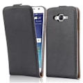 Miniatyrbild 1 av 4: Cadorabo Flip Style Fodral för Samsung Galaxy J7 (5) 2015 DESIGN Etui Hölster i Syntetiskt Läder SLÄT SVART AV JET