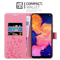 Miniatyrbild 2 av 4: Fodral till Samsung Galaxy A10 - CADORABO - Blommönster - Imiterat läder - Stativfunktion - 3 kortplatser Rosa
