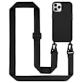 Miniatyrbild 1 av 3: Halsbandsfodral för Apple iPhone 11 PRO MAX Fodral i LIQUID BLACK Modehalsbandsfodral Moderiktigt fodral Fodral Silikon Justerbar