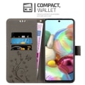 Miniatyrbild 2 av 4: Fodral till Samsung Galaxy A71 - CADORABO - Blommönster - Imiterat läder - Stativfunktion - 3 kortplatser Grå