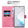 Miniatyrbild 2 av 4: Fodral till Samsung Galaxy NOTE 10 PRO - CADORABO - Rosa - Imiterat läder - Blommönster - 3 kortplatser Rosa