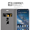 Miniatyrbild 3 av 4: Fodral för Nokia 8.3 - CADORABO - Bokfodral i konstläder - Gråsvart - Magnetstängning - Ställfunktion MÖRKGRÅ