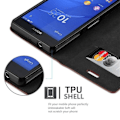 Miniatyrbild 3 av 4: Sony Xperia Z3 COMPACT Fodral i MEDIUM BRUN från Cadorabo (INVISIBLE MAGNETIC CLOSURE Design) Fullt skyddsfodral med