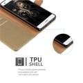Miniatyrbild 3 av 4: Cadorabo Huawei P8 LITE Fodral BRUN CAPPUCINO LYX Magnetisk skyddsfodral som stöder stativ och kortplats