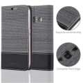 Miniatyrbild 2 av 4: Cadorabo Fodral för Samsung Galaxy J1 2016 (6) GRÅ SVART TYG-IMATISK LÄDER Magnetisk Fodral Skydd Stöder Stand Card Slot