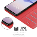 Miniatyrbild 4 av 4: Fodral - CADORABO - MEIZU 16Xs - Rött konstläder - Stativfunktion - Kortfack Röd