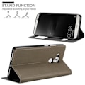 Miniatyrbild 4 av 4: Cadorabo Fodral för Huawei MATE 8 i STONE BROWN – Skyddsfodral med horisontellt stativ och två fönster – View Pocket Case