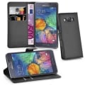 Miniatyrbild 1 av 4: Cadorabo Fodral Samsung Galaxy A7 2015 SVART Fodral Fodral Fullt skydd Magnetlås Stöder Stativkortplats