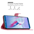Miniatyrbild 3 av 4: Coque Honor 9 LITE - CADORABO - Rosafloral - Syntetiskt läder - Ställfunktion - Platser för kort Rosa blommig