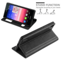 Miniatyrbild 4 av 4: Cadorabo Huawei P7 Fodral BLACK COMET VIEW Magnetisk skyddsfodral Fodral stöder stativ och fönster
