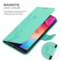 Miniatyrbild 4 av 4: Fodral till Samsung Galaxy A50 - CADORABO - Blommönster - Imiterat läder - Stativfunktion - 3 kortplatser Grön