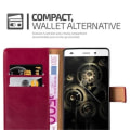 Miniatyrbild 2 av 4: Cadorabo Huawei P8 LITE Fodral KÖRSBÄRRÖD LYX Magnetisk skyddsfodral som stöder stativ och kortplats