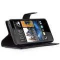Miniatyrbild 3 av 4: HTC Desire 300 Fodral i JET BLACK från Cadorabo Full Skyddsfodral med Flip Flip och praktiskt horisontellt stativ i
