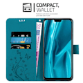 Miniatyrbild 3 av 4: Etui för Huawei Y9 2019 - CADORABO - BLÅ FLORAL - Syntetläder - Ställfunktion - Platser för kort BLOMMA BLÅ