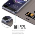 Miniatyrbild 3 av 4: Huawei P8 LITE 2017 fodral i ANTRACIT GULD från Cadorabo (TYG-LEATHERETTE Design) Fodral med fullständigt skydd med flip flik