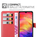Miniatyrbild 3 av 4: Fodral - CADORABO - RedMi NOTE 7 - Rött konstläder - Horisontellt stöd - 3 kortfack Röd