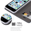 Miniatyrbild 4 av 4: Apple iPhone 5C Fodral i MÖRKBLÅ SVART från Cadorabo (TYG-LEATHERETTE Design) Fullt skyddsfodral med Flip Flip och Mörkblå