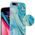 Miniatyrbild 2 av 4: Coque - CADORABO - iPhone 7/7S/8 PLUS - Marmor Blå Grön - Skyddssilikon TPU - Trendig Design Blå grön