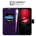 Miniatyrbild 2 av 4: Coque för Asus ROG Phone 5 - CADORABO - Blommig Fodral - Syntetläder - Ställfunktion - Fullständig Skydd Mörklila blommig
