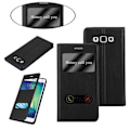 Miniatyrbild 3 av 4: Cadorabo Fodral för Samsung Galaxy A7 2015 i COMET BLACK - Skyddsfodral med horisontellt stativ och två fönster - View Case
