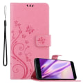 Miniatyrbild 1 av 4: Coque för Huawei P9 - CADORABO - Blomsteretui - Syntetiskt läder - Ställfunktion - Fullständigt skydd Rosa blommig