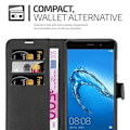 Miniatyrbild 3 av 4: Coque - CADORABO - Huawei Enjoy 7 PLUS - Similskinn - Stöd-funktion - 3 kortfack Svart