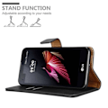 Miniatyrbild 2 av 4: Skyddsskal för LG X SCREEN - CADORABO - Jet Black - Konstläder - Ställfunktion - 2 Fack för Kort KOLSVART