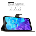 Miniatyrbild 4 av 4: Etui för Huawei Y6 PRO 2019 - CADORABO - Grå Blomma - Syntetläder - Ställfunktion - Kortfack BLOMMIG GRÅ