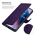 Miniatyrbild 4 av 4: Coque för Oppo FIND X3 LITE - CADORABO - Mörklila Blommönster - Syntetläder - Ställfunktion - Heltäckande Skydd Mörk lila