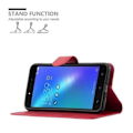 Miniatyrbild 3 av 4: Fodral - CADORABO - Asus ZenFone LIVE / 3 GO - Röd konstläder - Stativfunktion - 3 kortfack Röd