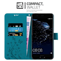 Miniatyrbild 3 av 4: Coque för Huawei P10 PLUS - CADORABO - Blomsterfodral - Syntetläder - Ställfunktion - Heltäckande skydd Blå blommig