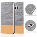 Miniatyrbild 2 av 4: Cadorabo Fodral för Samsung Galaxy NOTE 5 LJUSGRÅ BRUN TYG-IMATISK LÄDER Fodral Fodral Magnetiskt stöder stativkortplats