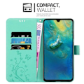 Miniatyrbild 2 av 4: Fodral till Huawei MATE 20 - CADORABO - Blommönster - Imiterat läder - Stativfunktion - 3 kortplatser Grön