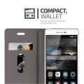 Miniatyrbild 3 av 4: Cadorabo Huawei P8 Fodral i LJUSGRÅ BRUNT TYG - Magnetisk Fodral i konstläder med stativ och kortplats