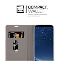 Miniatyrbild 4 av 4: Samsung Galaxy S8 Fodral i MÖRKBLÅ SVART från Cadorabo (TYG-LÄDERDESIGN) Helt skyddsfodral med flipflik