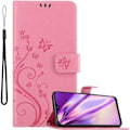 Miniatyrbild 1 av 4: Fodral till Samsung Galaxy A20e - CADORABO - Blomdesign - Imiterat läder - Stativfunktion - 3 kortplatser Rosa