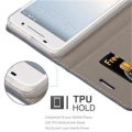 Miniatyrbild 3 av 4: HTC ONE A9 FODRAL I MÖRKBLÅ SVART BY CADORABO (TYG-PU DESIGN) FULLSTÄNDIG SKYDDSFODRAL MED KLAPP OCH STÄL Mörkblå