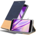 Miniatyrbild 1 av 4: HTC 10 Fodral - CADORABO - Brun - Imiterat läder - Tygdesign - Stativfunktion kastanj
