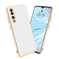 Miniatyrbild 1 av 4: Hölster för Huawei P30 - CADORABO - Silikon TPU-Case - Kameraskydd - Glansig - Vit/Guld Vitt guld