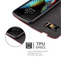 Miniatyrbild 2 av 4: LG K10 2016 fodral i APPLE RED från Cadorabo (INVISIBLE MAGNETIC CLOSURE Design) Helt skyddande fodral med flip flik