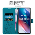 Miniatyrbild 2 av 4: Coque - CADORABO - Oppo FIND X3 LITE - Similicuir - Blå Blommor - Plånboksfodral med Stå Funktion BLOMMA BLÅ