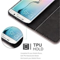 Miniatyrbild 4 av 4: Cadorabo-fodral Samsung Galaxy S6 EDGE ROSA SVART Imitationsläder (LÄDER/MOKA) Magnetiskt fodralhölje stöder stativ och kortplats