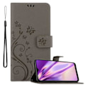 Miniatyrbild 1 av 4: Fodral till Samsung Galaxy A20S - CADORABO - Blommönster - Imiterat läder - Stativfunktion - 3 kortplatser Grå
