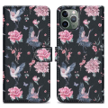 Miniatyrbild 1 av 4: Coque - CADORABO - iPhone 11 PRO - Krane & Blommor - Magnetisk stängning - Ställfunktion