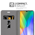 Miniatyrbild 3 av 4: Coque för Huawei Y6P - CADORABO - Fodral i konstläder - Grå svart - Magnetstängning - Ställfunktion MÖRKGRÅ