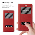 Miniatyrbild 2 av 4: Cadorabo Huawei P9 LITE Fodral RED SAFRAN VIEW Magnetisk skyddsfodral Fodral stöder stativ och fönster