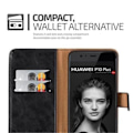 Miniatyrbild 3 av 4: Huawei P10-fodral i JET BLACK från Cadorabo (LYX-design) Fullt skyddsfodral med flipskydd och horisontellt stativ