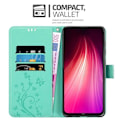 Miniatyrbild 2 av 4: Fodral - CADORABO - Xiaomi Redmi Note 8 - Blommigt konstläder - Magnetisk stängning - Praktiskt stöd Grön