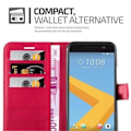 Miniatyrbild 3 av 4: Cadorabo Fodral HTC 10 RED Fodral Fodral Fullt skydd Magnetlås (stöder stativ och kortplats) RÖD