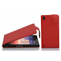 Miniatyrbild 1 av 2: Cadorabo Huawei ASCEND P7 DESIGN FLIP-stil Fodral Fodral i konstläder Struktur KÖRSBÄRSRÖD